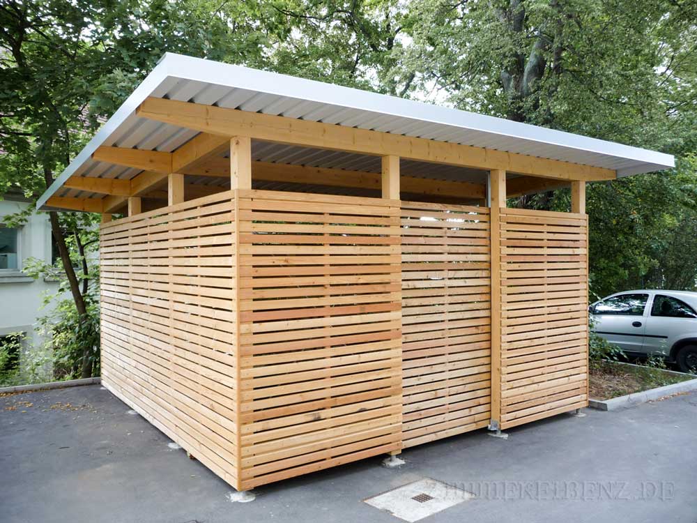 Mülltonnen-Überdachung mit Rhombusverkleidung (Uni Würzburg)